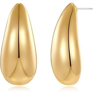 BRAND NEW Sterling silver 14k gold plated drop chunky earrings